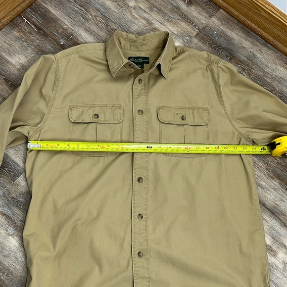 Eddie Bauer Mens Long Sleeve Shirt Large Khaki Button Up Hunting Outdoors Hiking - Picture 6 of 12